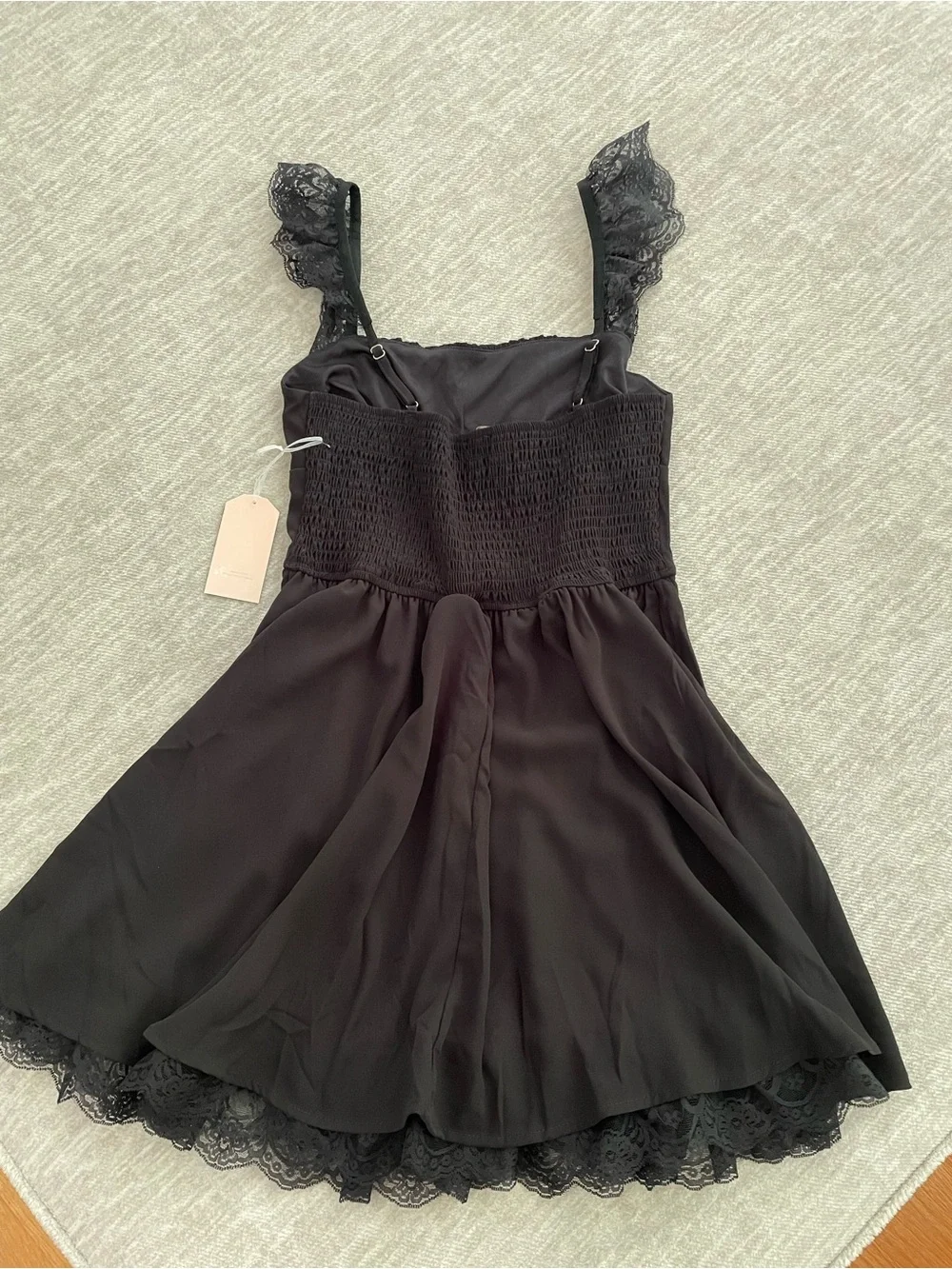 Black Lace-Trim Mini Dress - Picture 2 of 3